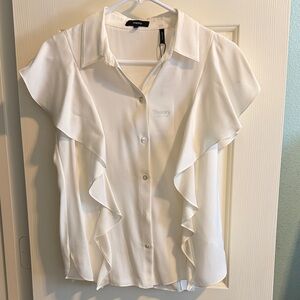 Theory Women's Ivory Button-Up Blouse